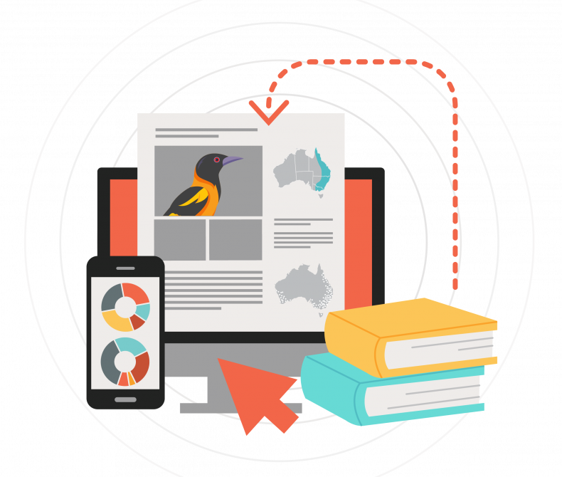 Illustration showing research publications