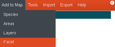 Add to Map Facet menu option Add to Map Facet menu option