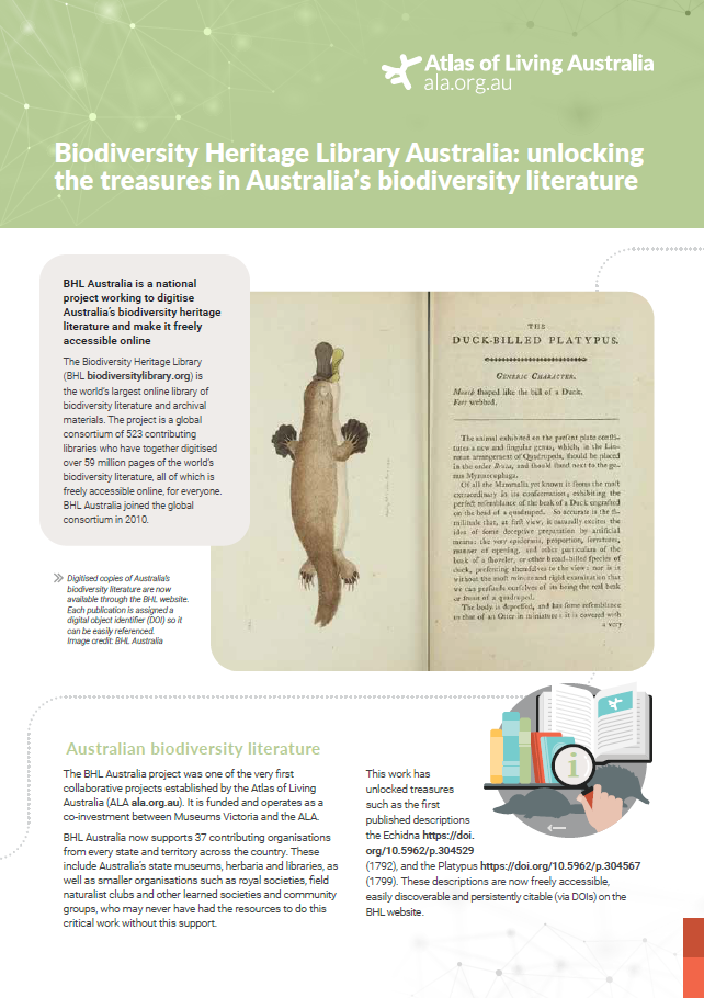 Biodiversity Heritage Library fact sheet cover