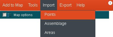 Import Points menu option Import Points menu option