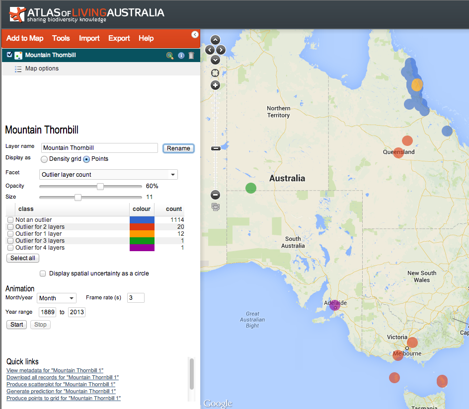 Mountain thornbill records in the spatial portal Mountain thornbill records in the spatial portal