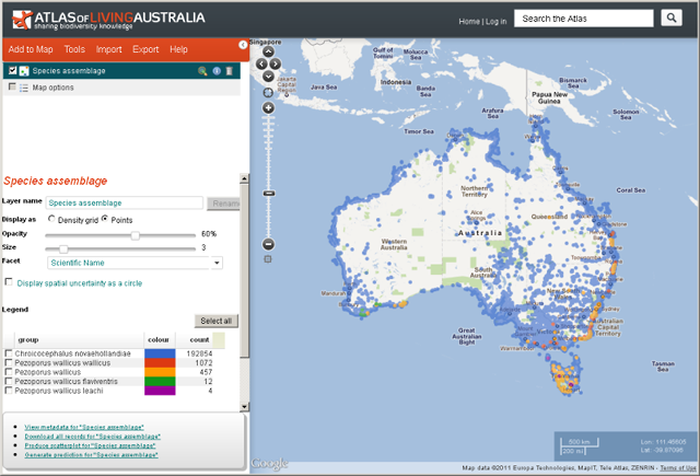 Species Assemblage Points Faceted by Scientific Name Species Assemblage Points Faceted by Scientific Name