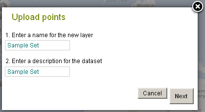 Name the layer and add an optional description for the CSV file Name the layer and add an optional description for the CSV file