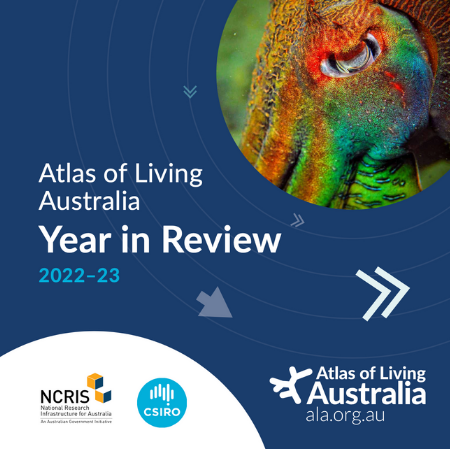 cover of ALA Year in Review 2022-23. dark blue background with a colourful squid